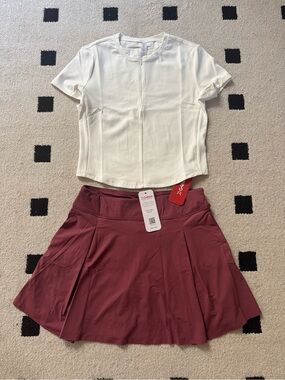 #71 G4Free Workout Tops Short Sleeve Half Zip with High Waisted Tennis Skirts
